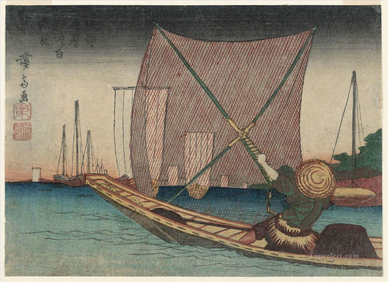 fishing for whitebait in the bay off tsukuda 1830 Keisai Eisen Ukiyoye Oil Paintings